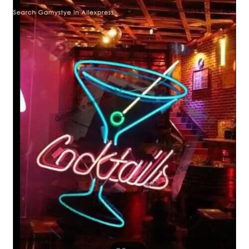 Cocktails beer Neon lamp custom Really glass neon light signs for room wall Neon letters gaming beer bar Neon Tube customized
