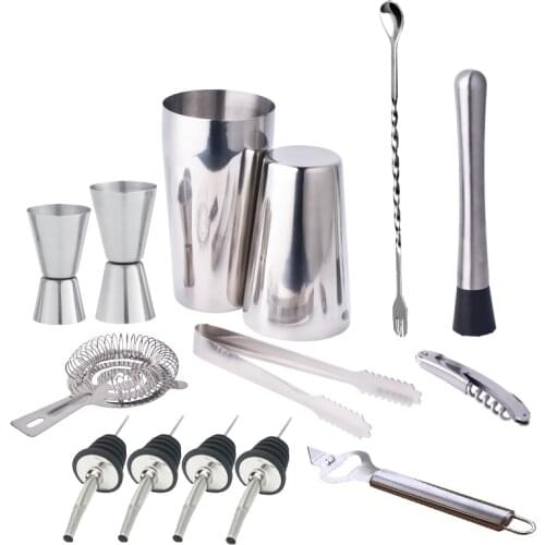 New 450/600/750ml 13 PiecesStainless Steel Cocktail Shaker Mixer Kit Bar Bartender Tools Set Drop Shipping