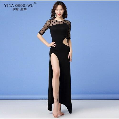 Belly Dance Clothes Modal Outfit New Women Dancewear One-piece Sundress Girls Practice Costume Bellydance Mesh Long Dress