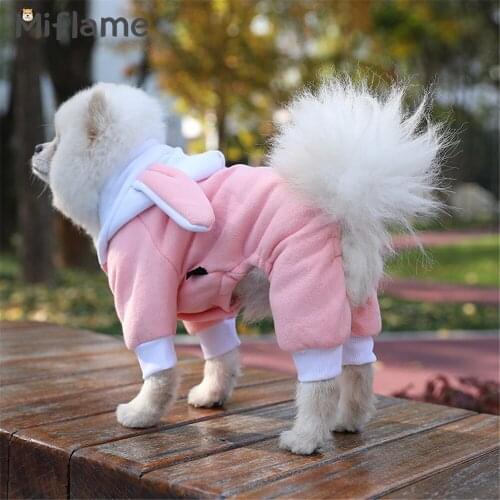 Miflame Autumn Winter Dog Clothes Cartoon Small Dogs Hoodies Four-Legged Rabbit Cosplay Costume For Pets Cothing Schnauzer Spitz