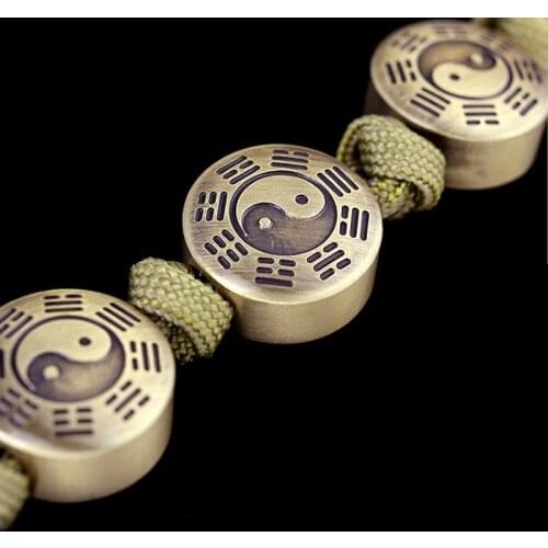 1pcs Chinese Style Taiji DIY Knife Beads Good Luck Pendant Brass Paracord Beads Keychain