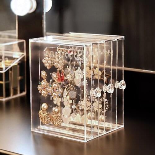 Earring shelf display shelf household storage hanging necklace earrings earrings earrings storage box large capacity transparent