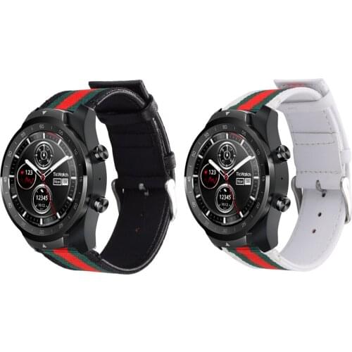 22mm Genuine Leather Nylon Watch Band Strap for Ticwatch Pro E2 S2 GTX Pro3 Pro 2020 Pro 4G Smart Watch Replacement Wrist band