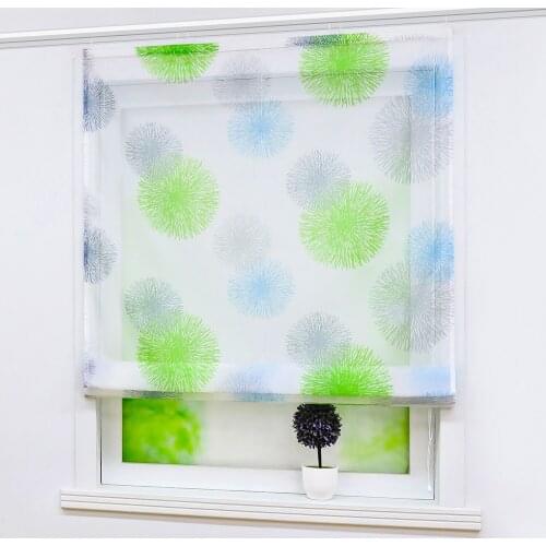 Roman Curtain Fireworks Printed Shade Sheer Balcony Window Voile Drapery Valance Magic for Kitchen Home Decoration