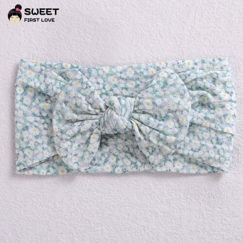 Print Floral Baby Bows Nylon Head Bands For Girls Turban Infant Headwrap Elastic Hair Bands Soft Baby Accessories Newborn Gifts