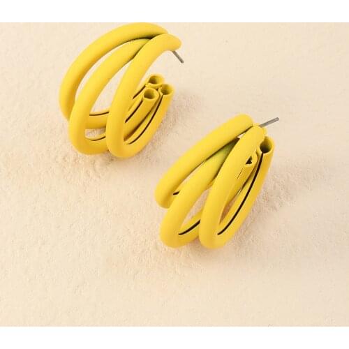 2021 Retro Frosty C-shaped Multi-layered Small Stud Earrings Earring Temperament Wild Geometry Metallic Earrings Wholesale