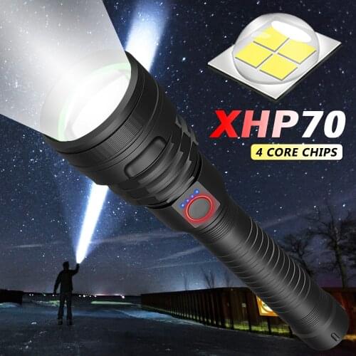Super Powerful XHP70 X-Lamp Flashlight Tactical Tlashlight USB Rechargeable Torch Waterproof Hunting LED Torch 18650