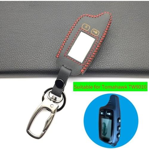 TW 9010 LCD Remote Control Keychain Leather Key Fob Case for Russian Version Tomahawk TW9010 Two Way Car Alarm System TW-9010
