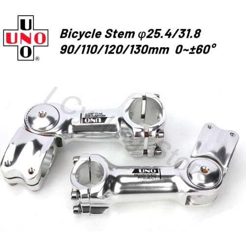 UNO Adjustable MTB Stem 25.4 31.8 Bicycle Handlebar Extension 0-60 Degree Silver Stem Bar Clamp Bicycle Power Parts