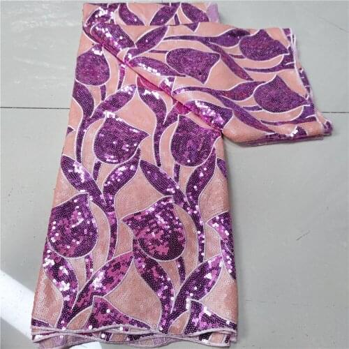 XIUYSAI African Lace Fabric New Arrival Nigerian Tulle Mesh Lace Fabric For Wedding Sequins Lace Fabrics
