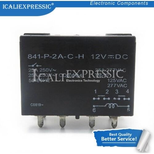 1PCS 841-P-2A-C-H 12VDC Relay 25A 6-PIN In Stock