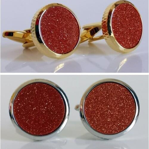10pairs/lot Red Sky Star Stone Cufflinks Gold/Silver Round Cuff Links Business Style Mens Jewelry Accessory Wholesale
