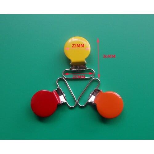 200pcs Mix 21 Colors 25MM Enamel Round Metal Suspender Clips Pacifier Mitten Fabric Dummy Clips With Plastic Teeth,Free Shipping