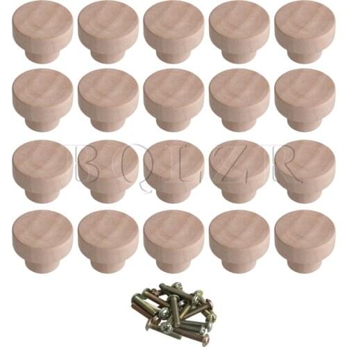 20x Home Accessory 35x25mm Wood Color Superba Wood Hardware Round Pulls Knobs for Cabinet Drawer Shoebox Cupboard Cabinet