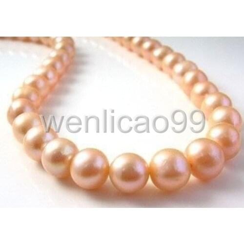AAA 9-10MM PINK ROUND SOUTH SEA PEARL NECKLACE 18"