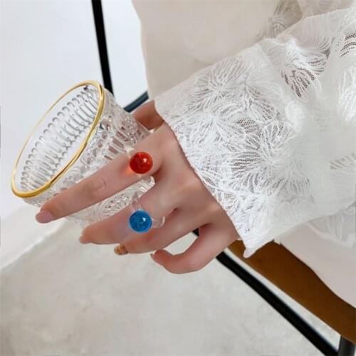Candy Color Jelly Ball European And American Resin Acrylic Transparent Exaggerated Korean Ring Female Niche Design Index Finger