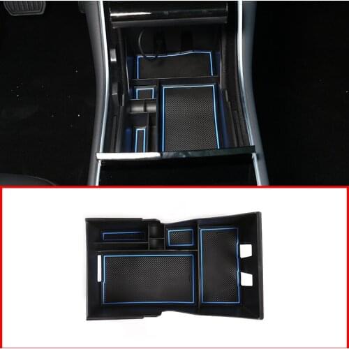 For Tesla Model 3 Car Accessories Inner Decoration Central Armrest Box Storage Box Black Car Seat Organizer Card Phone Seat Bag