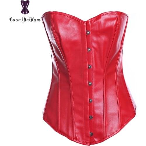Free shipping red waist trainer slimming waist body shaper shaperwear costume leather bustier corset with g string 813