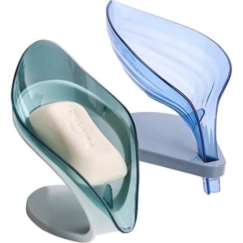 Soap Holder Leaf Sink Sponge Drain Box Creative Suction Cup Soap Storage Drying Rack Cleaning Brush Case Bathroom Supplies