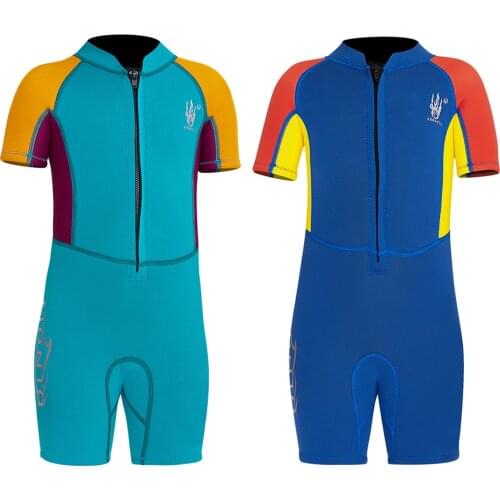 Kids 2.5mm Colorful Neoprene Short Jellyfish Swimsuits Wetsuit Surfing Scuba Jellyfish Diving Suit Snorkeling Swim