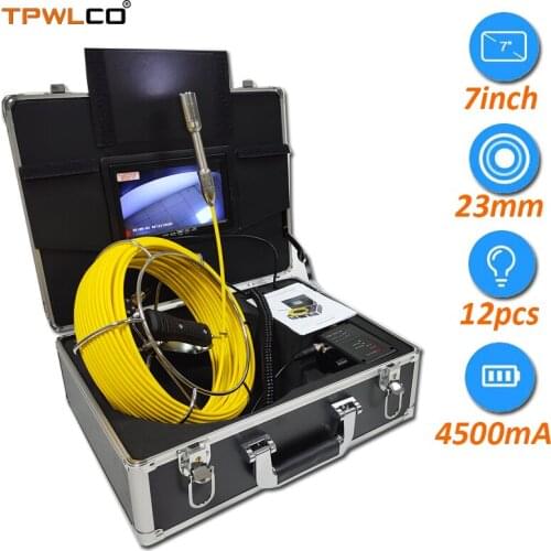 Diameter 23mm Industrial Video Camera Head 20-50m Cable 7inch Display Intrinsically Safe Pipe Inspection Camera System With DVR
