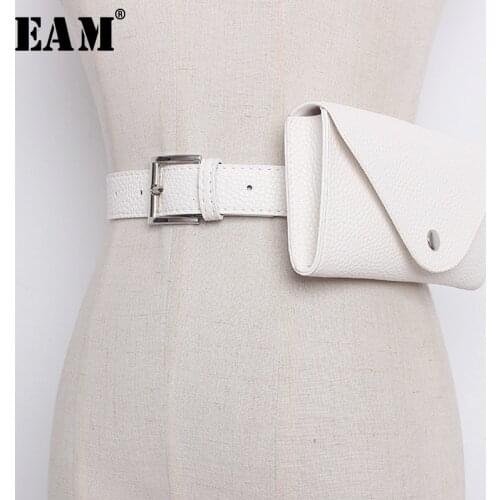 [EAM] 2021 New Product Fashion Women Simple Mini-Bag Pu Leather Asymmetrical High Quality Trendy Long Belt All-match AA218