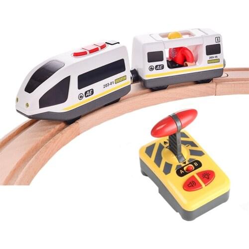 RC Electric Train Set Wood Railway With Carriage Sound and Light Express Truck FIT Wooden Track Electric Educational Toys Gifts
