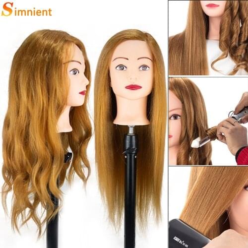 26 Inch 85% Real Human Hair Mannequin Head Professional with Stand Cosmetology Doll Head for Styling Curl Practice Training Head
