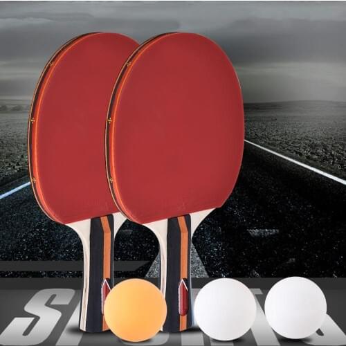 Quality 2pcs/lot Table Tennis Bat Racket Double Face Pimples In Long Short Handle Ping Pong Paddle Racket Set With Bag 3 Balls