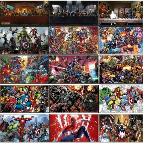 Marvel Anime Superhero Graffiti Diamond Painting Spiderman Infinity War Last Supper Avengers Paintings Wall Home Decor