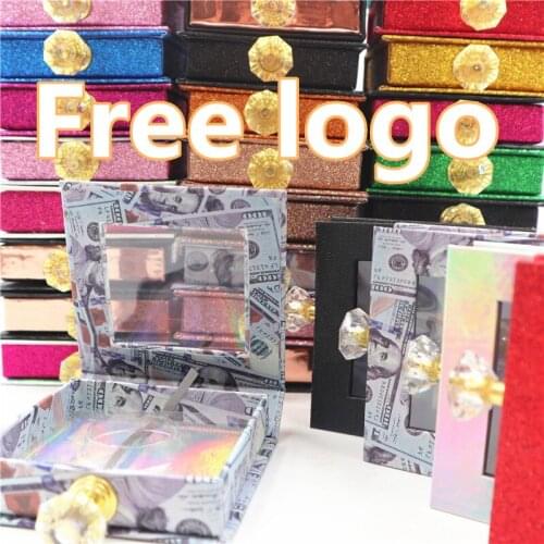 NEW 25mm False Eyelashes Packaging Box wholesales Crystal handle Lash Boxes Custom Your Logo Fake 3d Mink Lashes Glitter Case