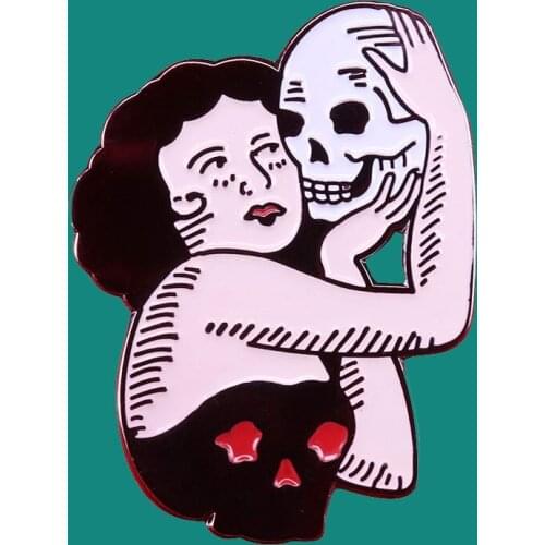 Beautiful Girl Lapel Brooch Collect Skull Metal Pins Backpack Hat Bag Collar Adorn Cartoon Badges Fashion Jewelry Gifts