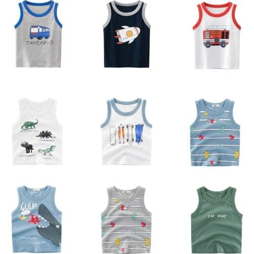 Summer Cotton Children Vest T-shirt For Boys Girls Kids Sleeveless Tops Toddler Baby Boys Girls Clothes For 2-9 Years