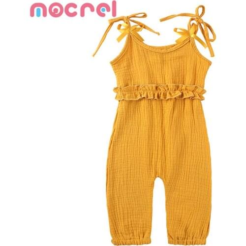 Newborn Summer Girls Pure Color Female Baby Sling Jumpsuits Infant Clothing Climb Clothes Rompers Baby Clothes Newborn Girl