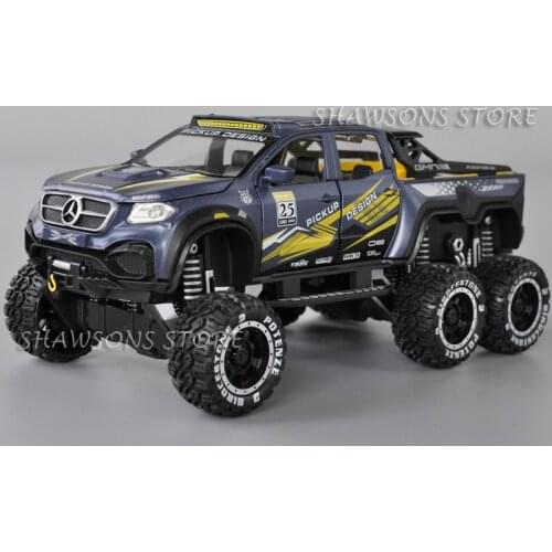 1:28 Scale Diecast Metal Model Car Toys Free Wheeling X-Class EXY 6X6 Pickup Truck Replica With Sound & Light