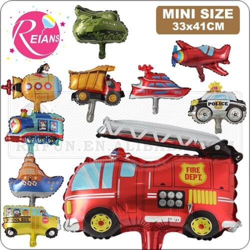 Mini Vehicle series balloons Happy Birthday kids Motorcycle Party Decorations car baby shower gift tank train Fire truck globos