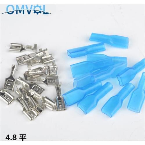 4.8mm Crimp Terminal 100pcs Female Spade Connector with 100pcs blue Case