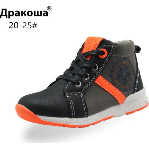Apakowa Autumn Boys Fashion Ankle Boots Kids Outdoor School Casual Shoes Toddler Childrens Sports Shoes for Boys with Zipper