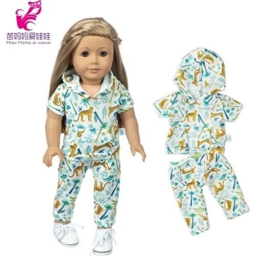 Gift cute summer yellow shirt pants with cap clothes set for 18" doll outwear sets for baby dolls boy