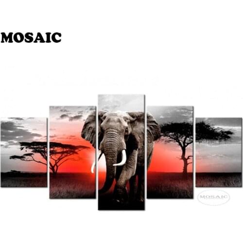 Full,Diamond Embroidery,5D,diy,Diamond Painting Elephant animals picture,image,Stitch Cross,5D,Diamond Mosaic Needlework,5pcs