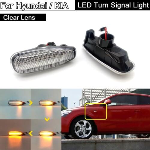 Clear Lens LED Side Marker Light Dynamic Amber Turn Signal Lamp For Hyundai i30 Azera Elantra Kia Pro cee'd Rio III Hatchback