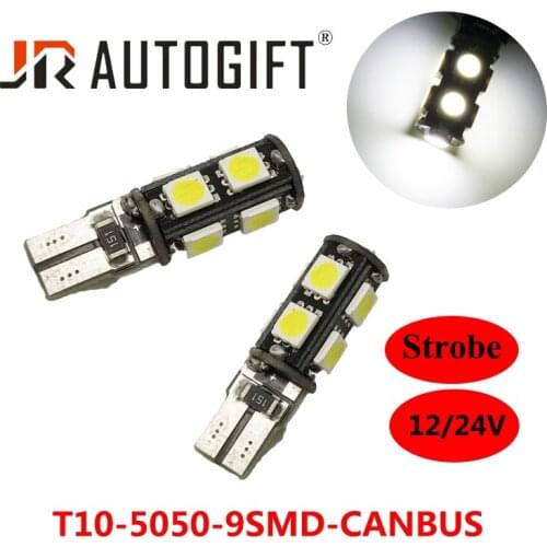 50x Strobe 12V 24V T10 Canbus 9smd Car License Plate Light W5w 194 168 Error Bulbs Wedge Led Parking Bulb Trunk Lamp Turn Signal