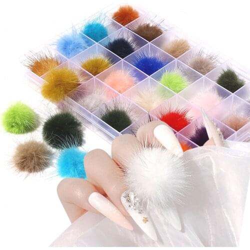 Nail Decoration Cute Fur Ball Mink Velvet Detachable DIY Fluffy Applique Magnetic Hair 3D Nail Suit Tool Fluffy Ball