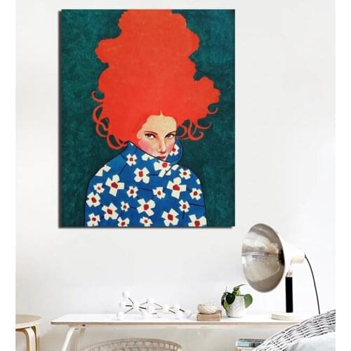 Poster Vintage High Collar Clothes Girl Canvas Painting Living Room Home Decoration Modern Wall Art Oil Painting Posters Picture