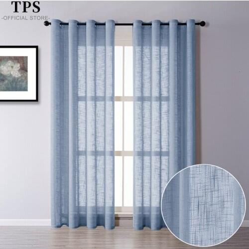 TPS Japanese Flax Textured Solid Tulle Curtains for Living Room Bedroom Kitchen Tulle Curtains for Window Voile Curtains Panels