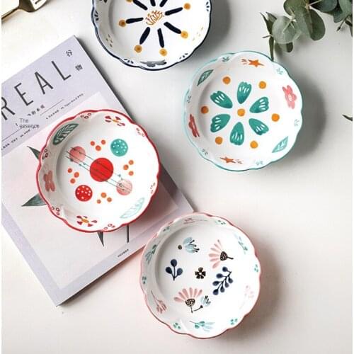 Japanese-style underglaze creative ceramic fruit salad bowl home breakfast bowl oatmeal bowl cute Internet Red Bowl dessert bowl