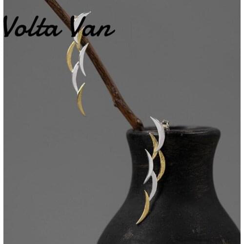 Volta Van 925 Sterling Silver Stud Earrings 2021 New Elegant Moon Concise Trendy Party Women Original Design Silver Earrings