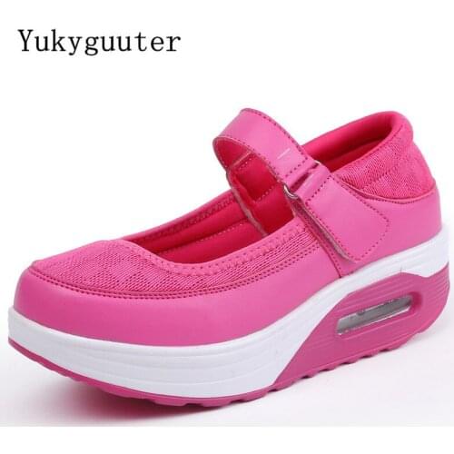 Women Casual Shoes Flats Fashion Outdoor Summer Breathable Mesh Hook & Loop Height Increasing Woman Platform Plus Size 35-42