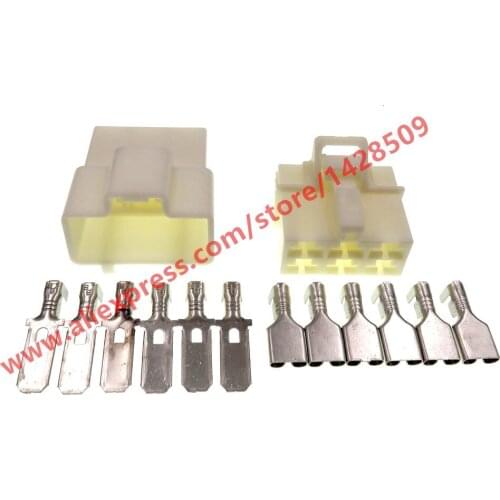 10 Sets 6 Pin Automotive Female Male Auto Electric Connector Plug Wiring Cable Unsealed Sockets 7122-6367 7123-6367