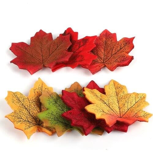 100Pcs Multicolor Artificial Silk Maple Leaves For Wedding Home Party Decoration Scrapbooking Craft Fall Vivid Fake Flower Leaf